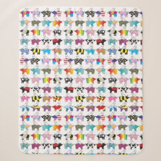 Flying pigs marching across a blanket