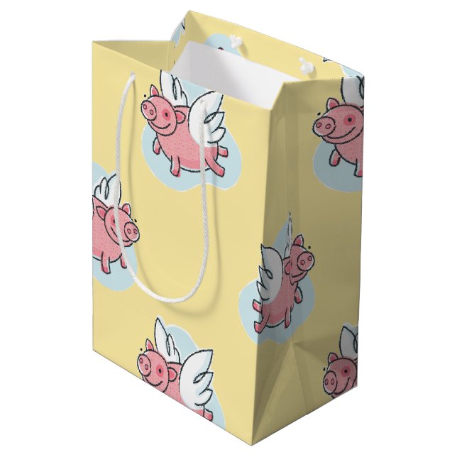 Flying Pigs New Baby Yellow M Gift Bag (Back Angled)