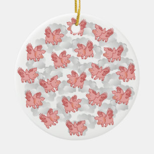 Flying Pigs ornament, customize Ceramic Ornament
