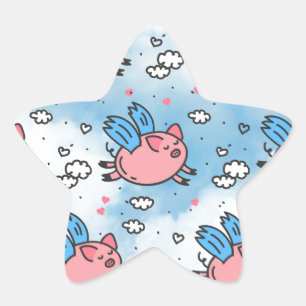 flying pigs star sticker