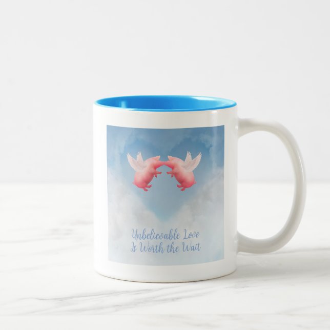 Flying Pigs Unbelievable Love Two-Tone Coffee Mug (Right)
