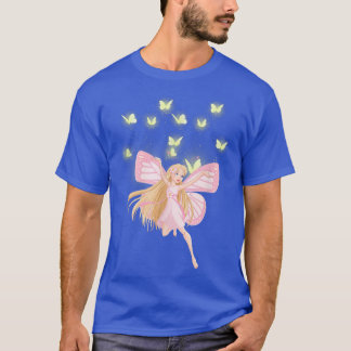 Flying pink fairy and yellow butterflies T-Shirt