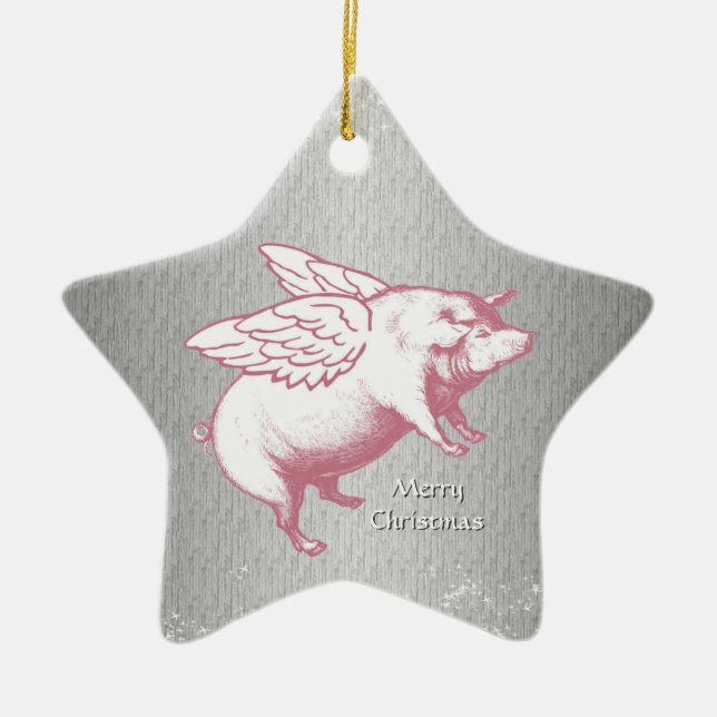 Flying Pink Pigs - Star Ornament (Front)