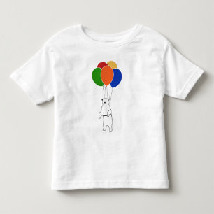 Flying Polar Bear with Birthday Balloons Toddler T-shirt