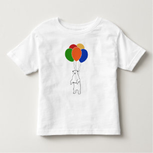 Flying Polar Bear with Birthday Balloons Toddler T-shirt