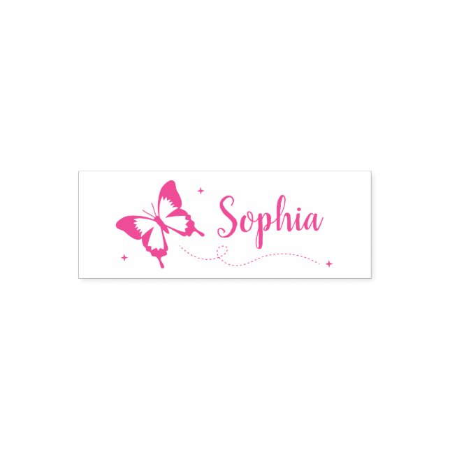 Flying Pretty Butterfly, Girls Personalized Self-inking Stamp (Design)