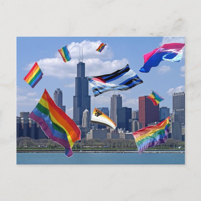 Flying Pride Over Chicago Postcard (Front)
