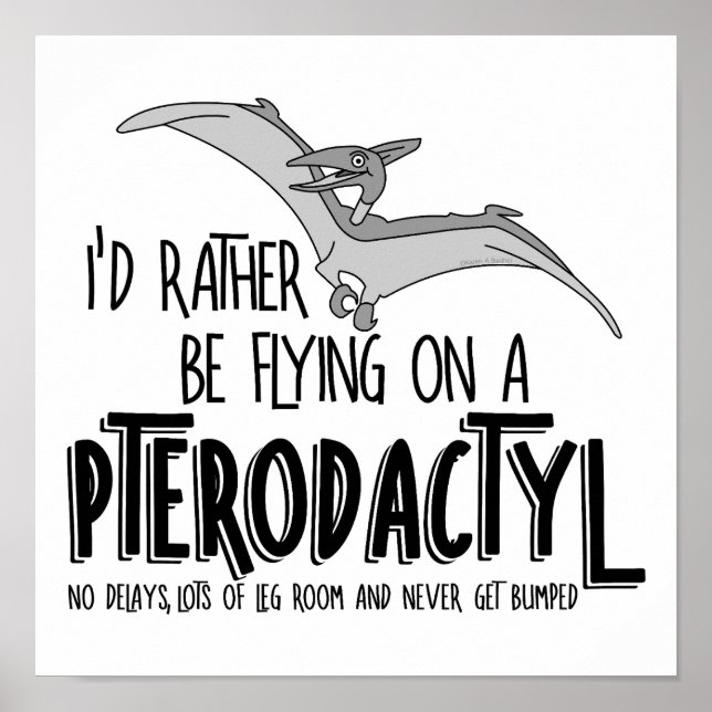 Flying Pterodactyl Dinosaur Airline Poster (Front)