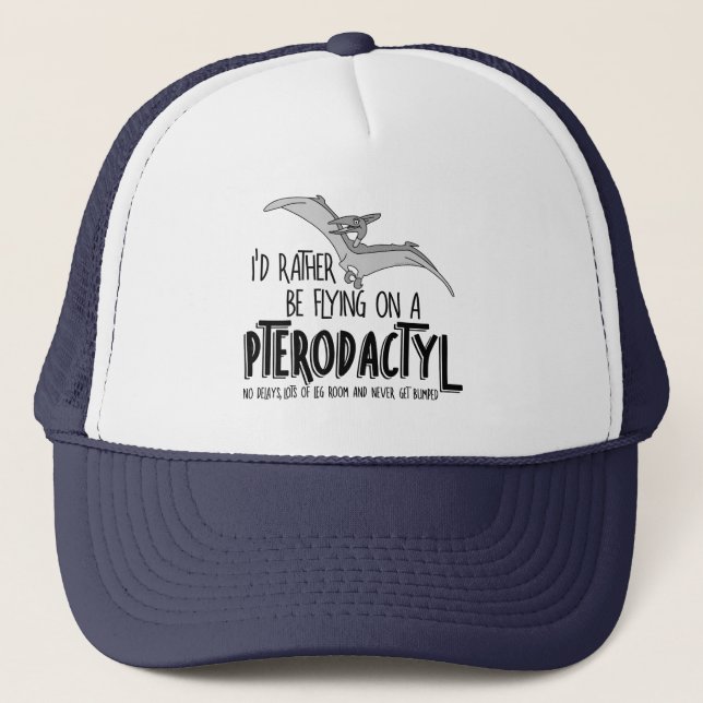 Flying Pterodactyl Dinosaur Airline  Trucker Hat (Front)