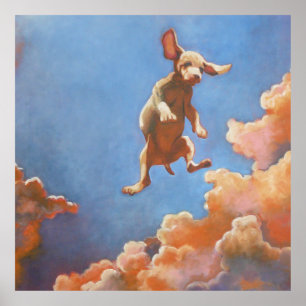 Flying Puppy Cloudscape Poster