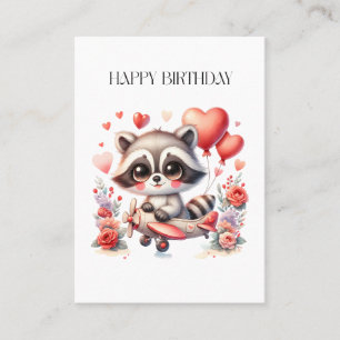 Flying Raccoon Birthday Business Card