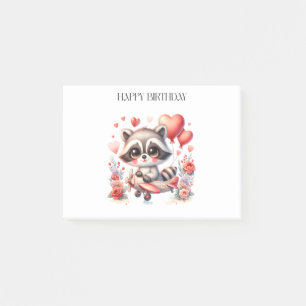 Flying Raccoon Birthday Post-it Notes