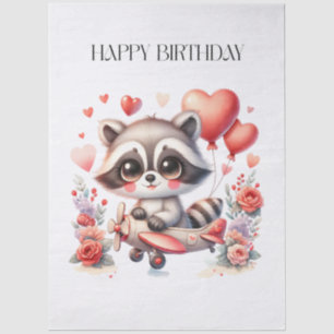 Flying Raccoon Birthday Tissue Paper