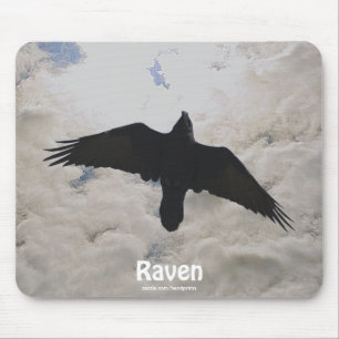 Flying Raven & Clouds Crow-lover Wildlife Mousepad