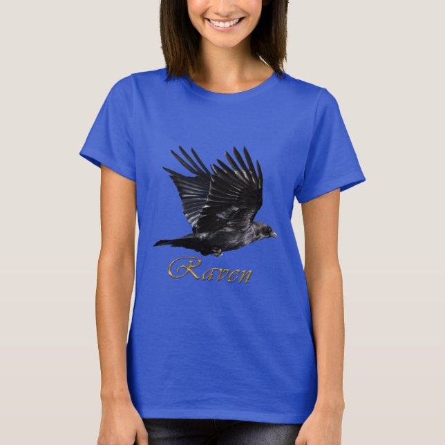 Flying Raven Corvid Bird-lover T-Shirt (Front)