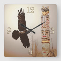 Flying Raven & Totem-Pole Fantasy Art