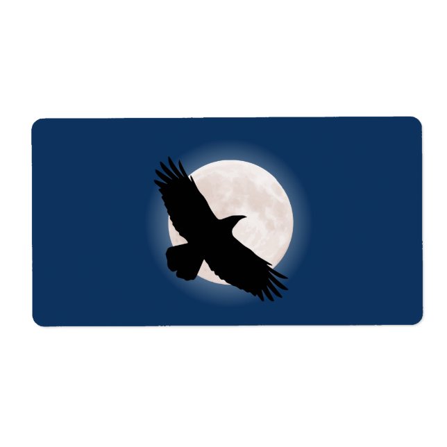 Flying raven with the moon behind it (Front)