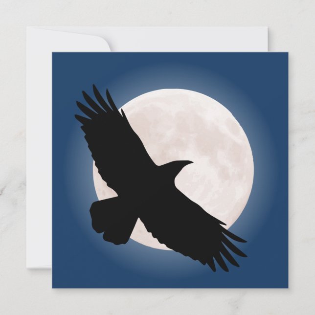 Flying raven with the moon behind it (Front)