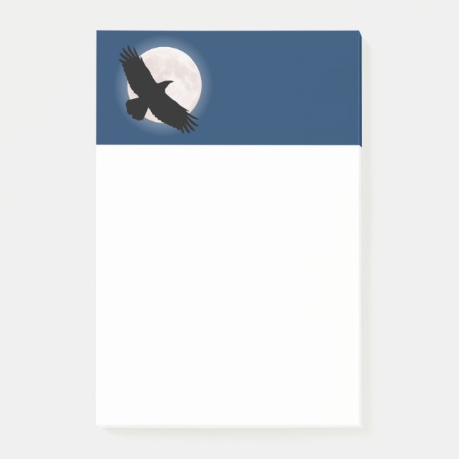 Flying raven with the moon behind it post-it notes (Front)