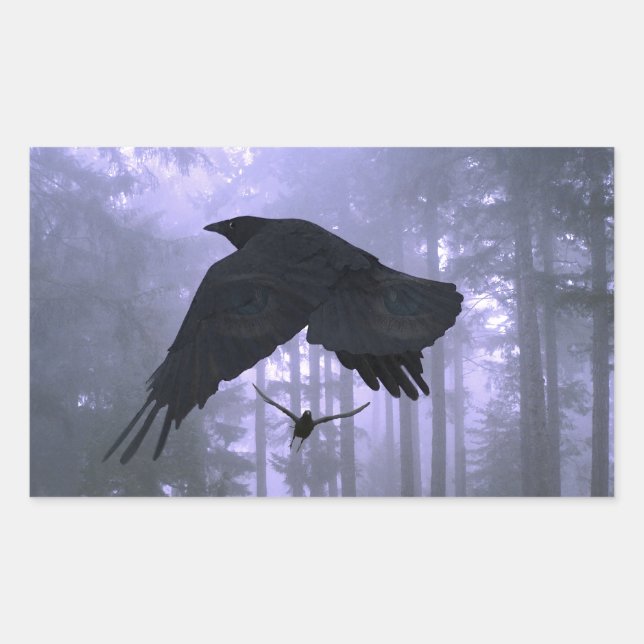 Flying Ravens, Forest & Eerie Eyes Sticker (Front)