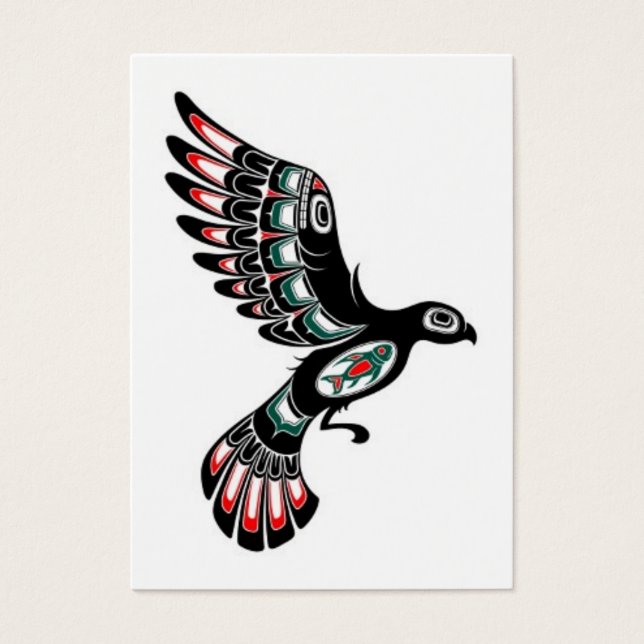 Flying Red and Black Haida Spirit Bird, blanc (Devant)
