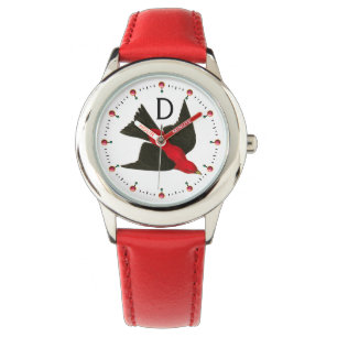 FLYING RED BIRD GEMSTONES MONOGRAM WATCH