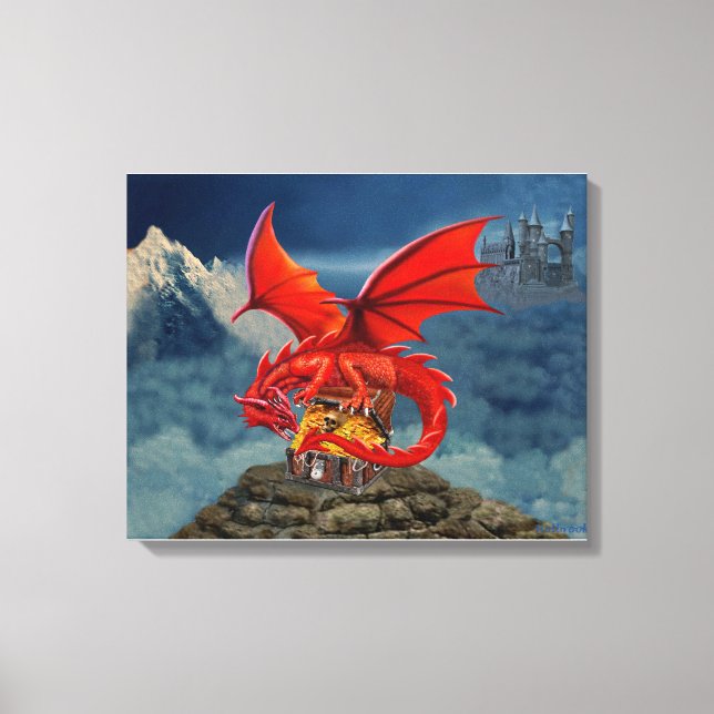 Flying Red Dragon's Treasure Chest Canvas Print (Front)