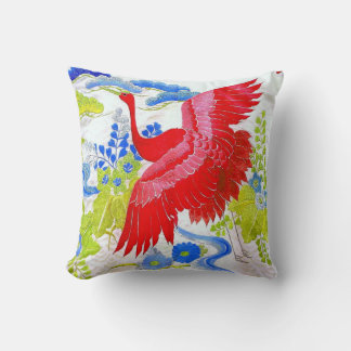 Flying Red Swan in Garden Pillow