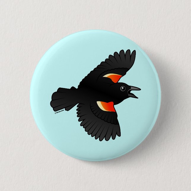 Flying Red-winged Blackbird 2 Inch Round Button (Front)
