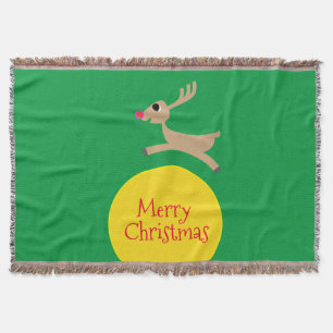 Flying Reindeer Throw Blanket