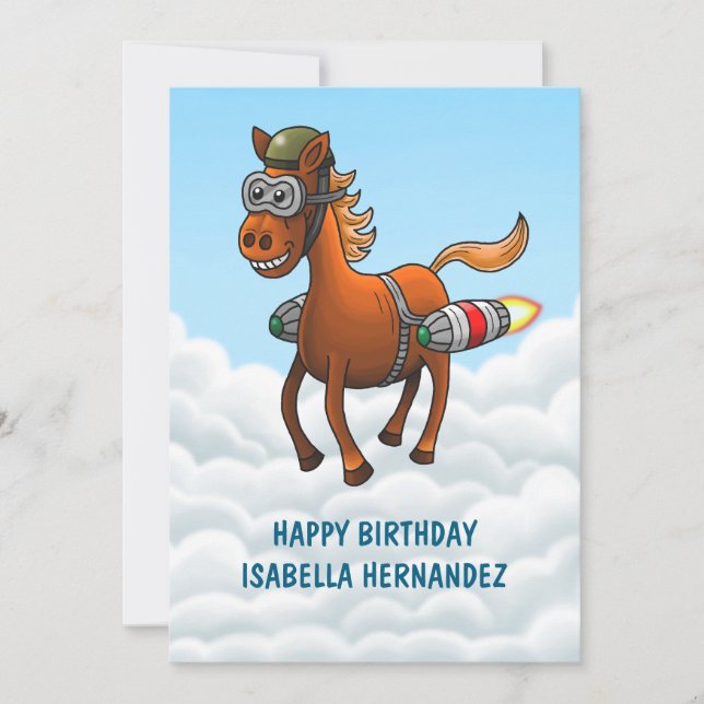 Flying Rocket Pony Card (Front)