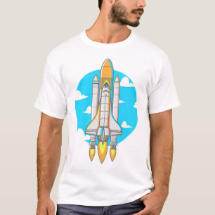 Flying rocket with booster fire T-Shirt