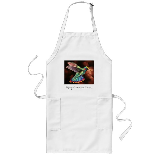 "Flying Round the Kitchen" Hummingbird Apron (Front)