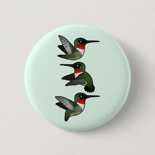 Flying Ruby-throated Hummingbird 2 Inch Round Button