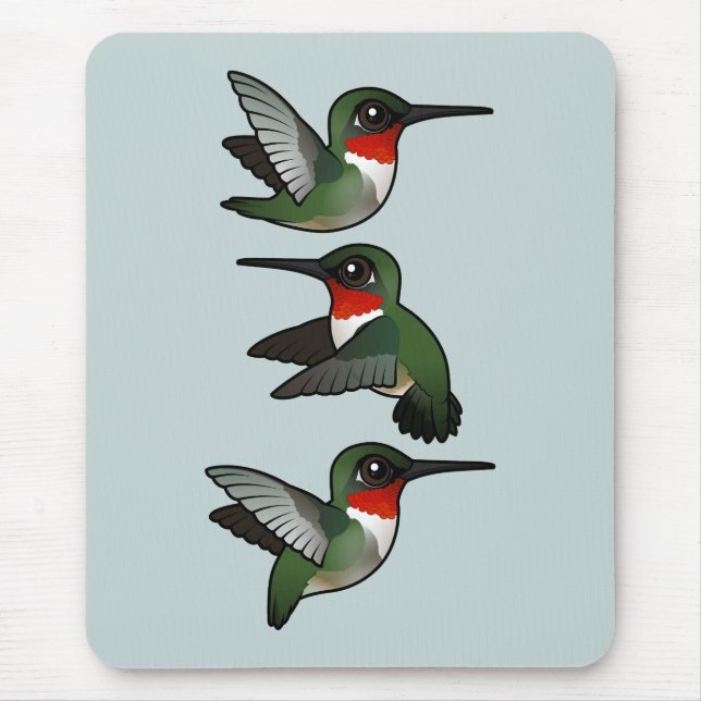 Flying Ruby-throated Hummingbird Mouse Pad (Front)