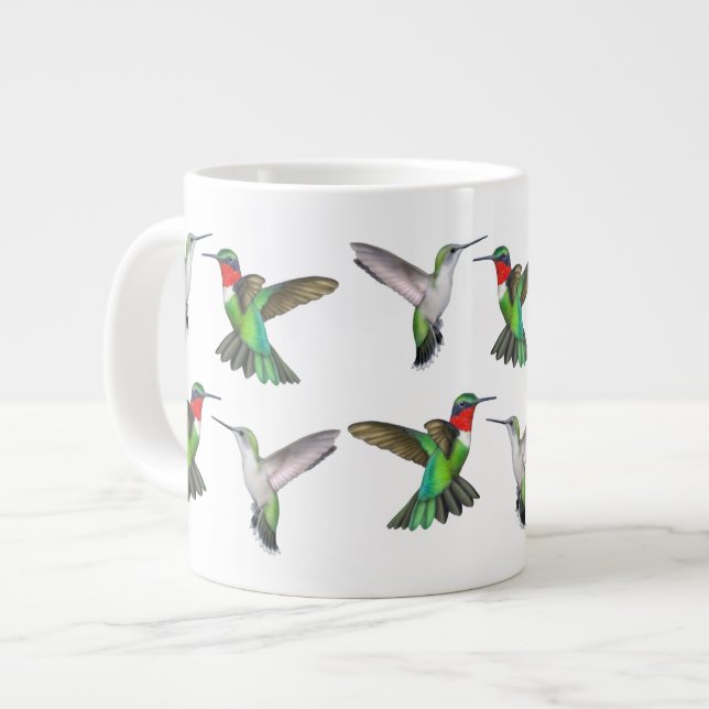 Flying Ruby Throated Hummingbirds Mug (Front Left)