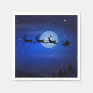 Flying Santa and his reindeers Napkin