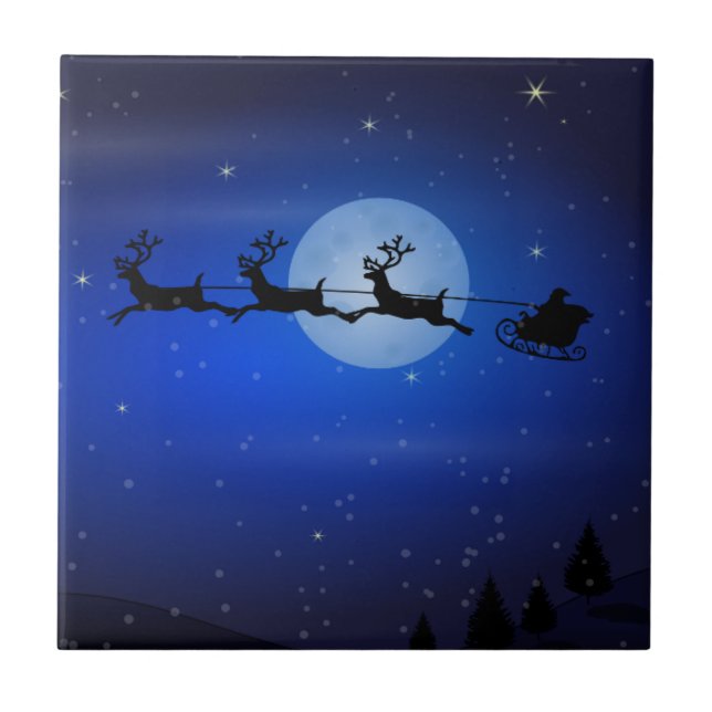 Flying Santa and his reindeers Tile (Front)