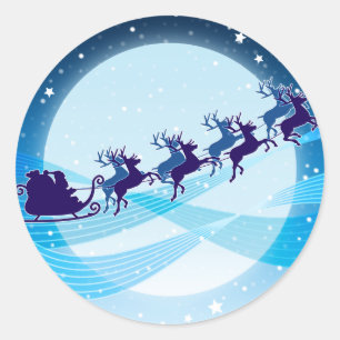Flying Santa Classic Round Sticker