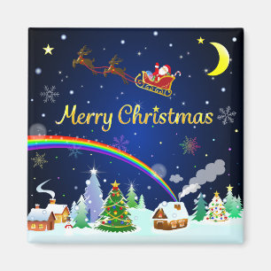 Flying Santa Claus with Crescent Moon Magnet
