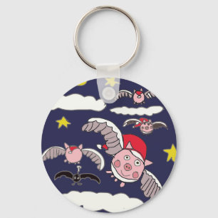 Flying Santa Pig  Keychain