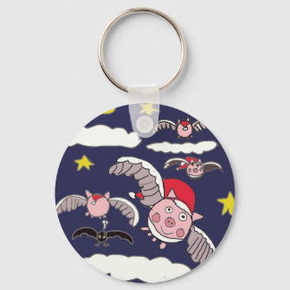 Flying Santa Pig  Keychain