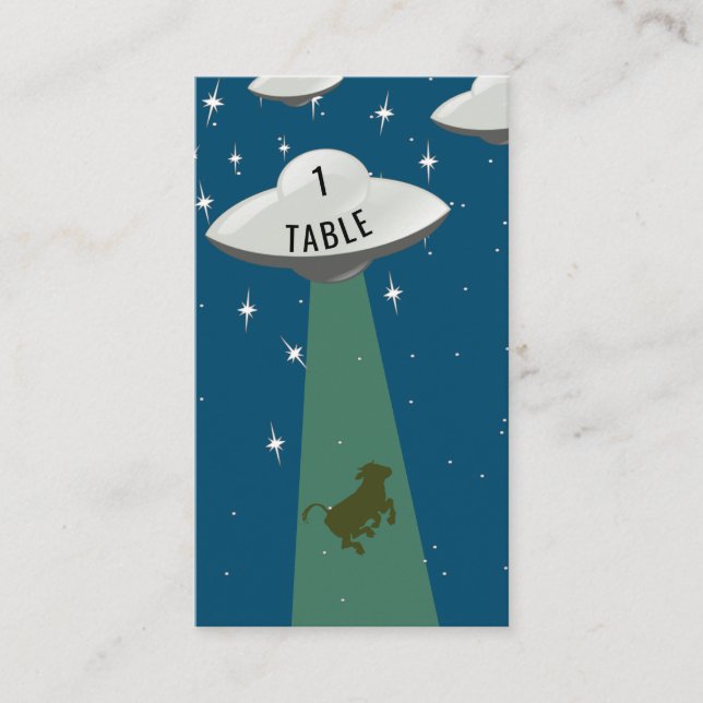 Flying Saucer Alien Cow Abduction Place Card (Front)
