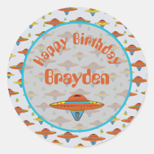 Flying Saucer Classic Round Sticker