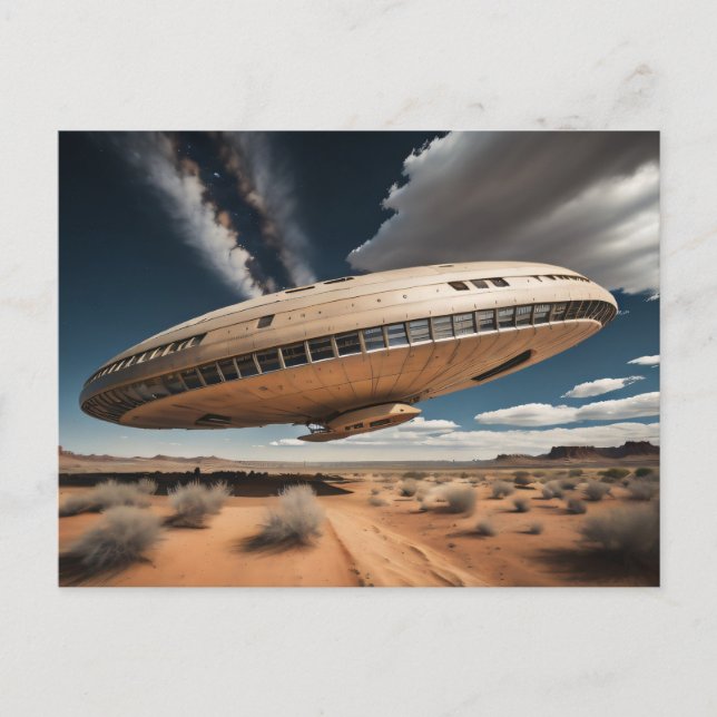 Flying Saucer Landing  Holiday Postcard (Front)