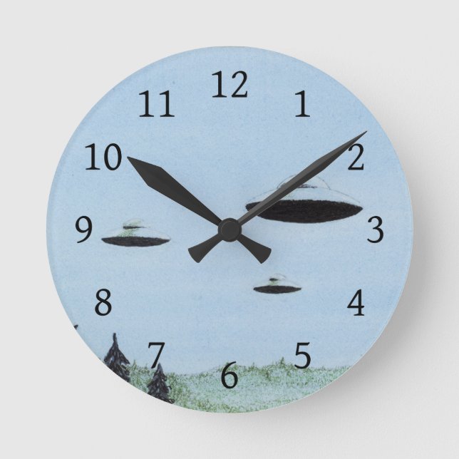 Flying Saucers Round Clock (Front)