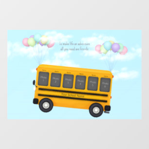Flying School Bus With Balloons Custom 6 Photo Window Cling