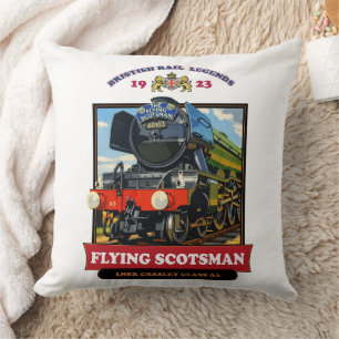 Flying Scotsman 4472 Steam Locomotive Retro Poster Throw Pillow
