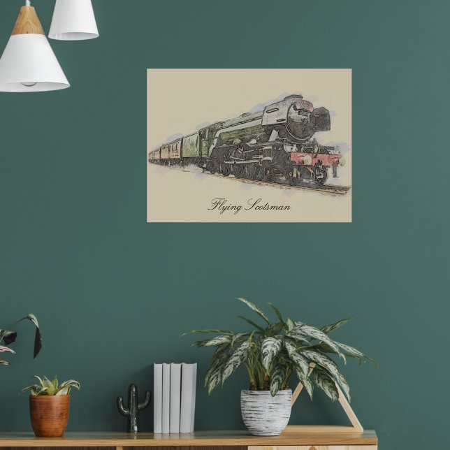 Flying Scotsman at Doncaster Pencil illustration Poster (Living Room 1)