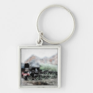 Flying Scotsman Steam Engine Grunge Key Chain